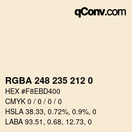 Color code: RGBA 248 235 212 0 | qconv.com
