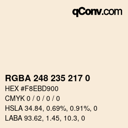 Color code: RGBA 248 235 217 0 | qconv.com