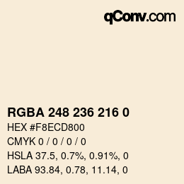 カラーコード: RGBA 248 236 216 0 | qconv.com