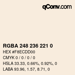 Code couleur: RGBA 248 236 221 0 | qconv.com
