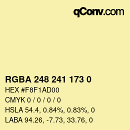 Color code: RGBA 248 241 173 0 | qconv.com
