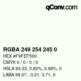 カラーコード: RGBA 249 254 245 0 | qconv.com