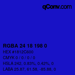 Color code: RGBA 24 18 198 0 | qconv.com