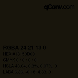 颜色代码: RGBA 24 21 13 0 | qconv.com