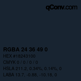 颜色代码: RGBA 24 36 49 0 | qconv.com