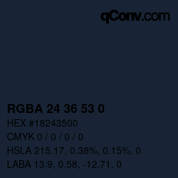 Código de color: RGBA 24 36 53 0 | qconv.com