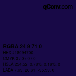 Color code: RGBA 24 9 71 0 | qconv.com