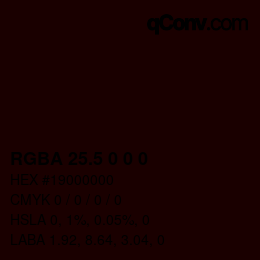 Color code: RGBA 25.5 0 0 0 | qconv.com