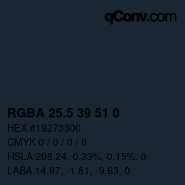 Color code: RGBA 25.5 39 51 0 | qconv.com