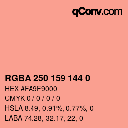 Color code: RGBA 250 159 144 0 | qconv.com