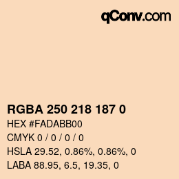 Color code: RGBA 250 218 187 0 | qconv.com