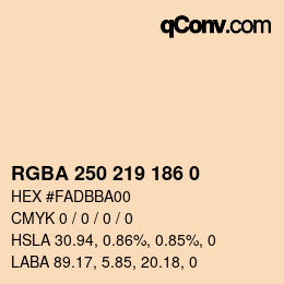 Color code: RGBA 250 219 186 0 | qconv.com