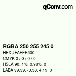 Color code: RGBA 250 255 245 0 | qconv.com