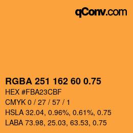颜色代码: RGBA 251 162 60 0.75 | qconv.com