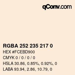 Color code: RGBA 252 235 217 0 | qconv.com