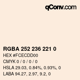 Color code: RGBA 252 236 221 0 | qconv.com
