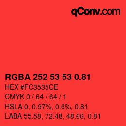 Código de color: RGBA 252 53 53 0.81 | qconv.com