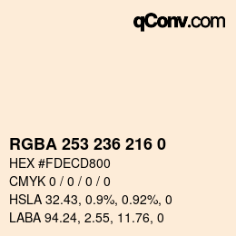 カラーコード: RGBA 253 236 216 0 | qconv.com