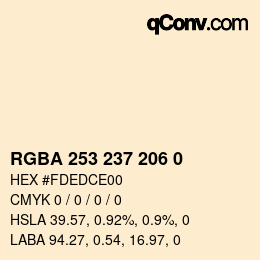 Color code: RGBA 253 237 206 0 | qconv.com