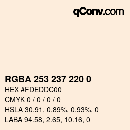 Farbcode: RGBA 253 237 220 0 | qconv.com