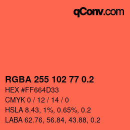 Code couleur: RGBA 255 102 77 0.2 | qconv.com