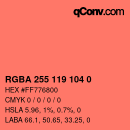 Color code: RGBA 255 119 104 0 | qconv.com
