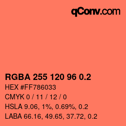 Code couleur: RGBA 255 120 96 0.2 | qconv.com