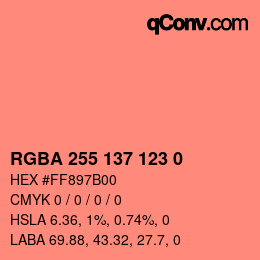 Color code: RGBA 255 137 123 0 | qconv.com