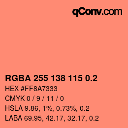 Código de color: RGBA 255 138 115 0.2 | qconv.com