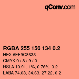 Código de color: RGBA 255 156 134 0.2 | qconv.com