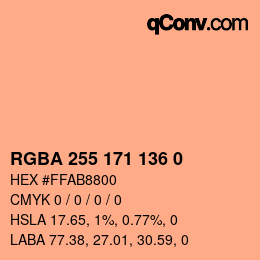 Color code: RGBA 255 171 136 0 | qconv.com