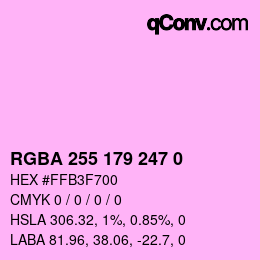 Farbcode: RGBA 255 179 247 0 | qconv.com