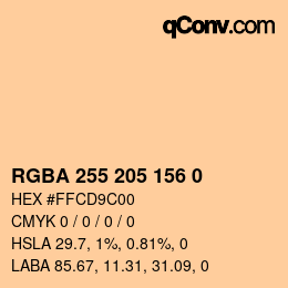 Farbcode: RGBA 255 205 156 0 | qconv.com
