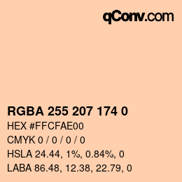 Color code: RGBA 255 207 174 0 | qconv.com