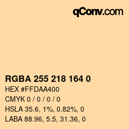 Color code: RGBA 255 218 164 0 | qconv.com