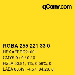 Color code: RGBA 255 221 33 0 | qconv.com
