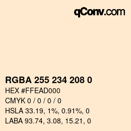 Color code: RGBA 255 234 208 0 | qconv.com
