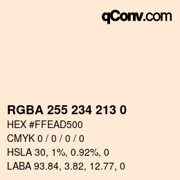 Color code: RGBA 255 234 213 0 | qconv.com