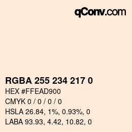 Código de color: RGBA 255 234 217 0 | qconv.com