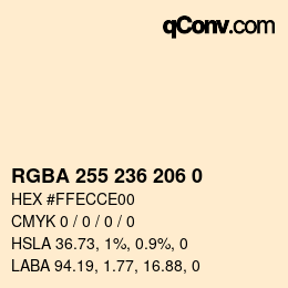 Color code: RGBA 255 236 206 0 | qconv.com