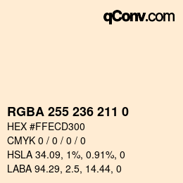 Color code: RGBA 255 236 211 0 | qconv.com