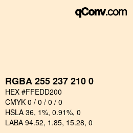 Color code: RGBA 255 237 210 0 | qconv.com