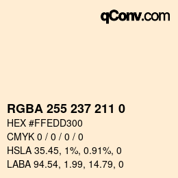 Color code: RGBA 255 237 211 0 | qconv.com
