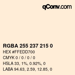 Color code: RGBA 255 237 215 0 | qconv.com