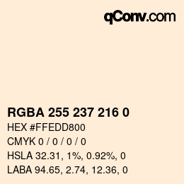 Color code: RGBA 255 237 216 0 | qconv.com