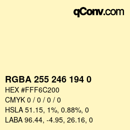 Color code: RGBA 255 246 194 0 | qconv.com