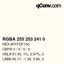 Código de color: RGBA 255 253 241 0 | qconv.com