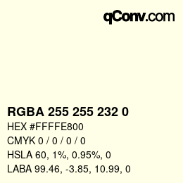 Color code: RGBA 255 255 232 0 | qconv.com