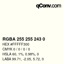 Color code: RGBA 255 255 243 0 | qconv.com