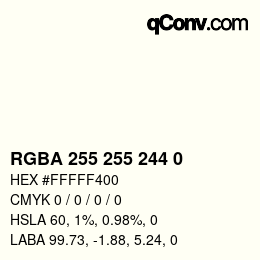 Color code: RGBA 255 255 244 0 | qconv.com
